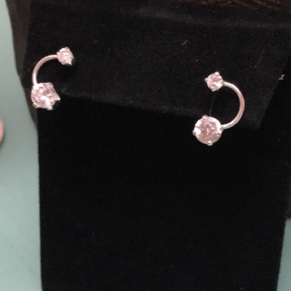 Silver crystal earrings.